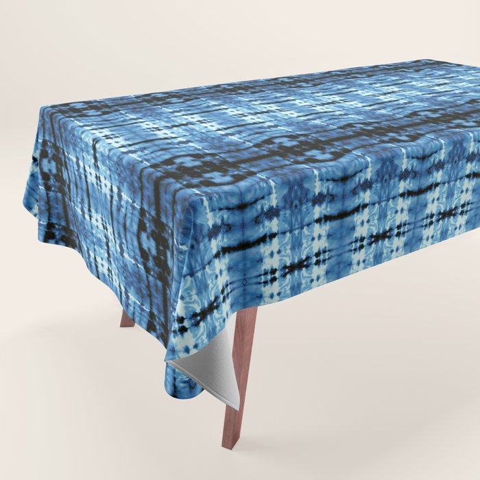 Indigo Satin Shibori Tablecloth Gallery Image 1