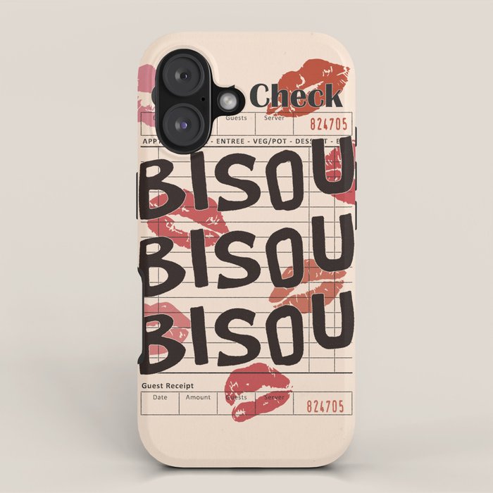 Bisou Bisou. Retro Guest Check  iPhone Case Gallery Image 1