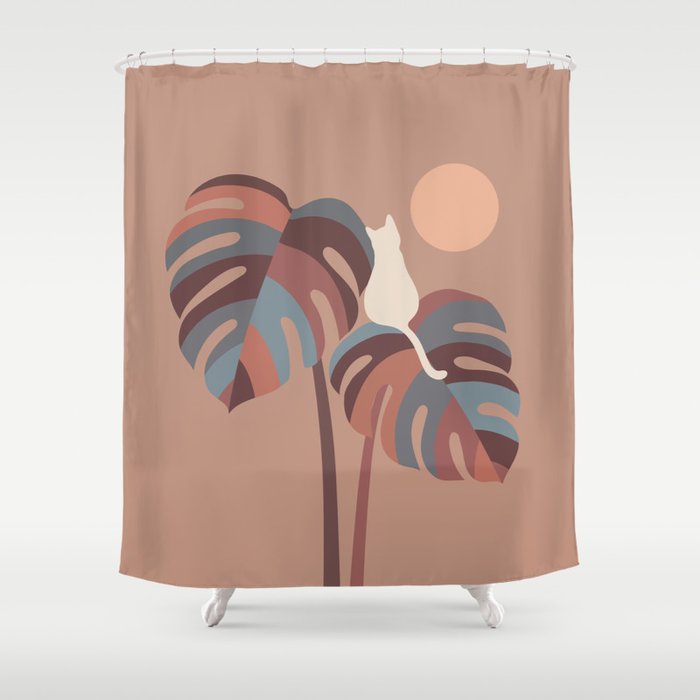 Cat and Plant 41 Shower Curtain Gallery Image 1