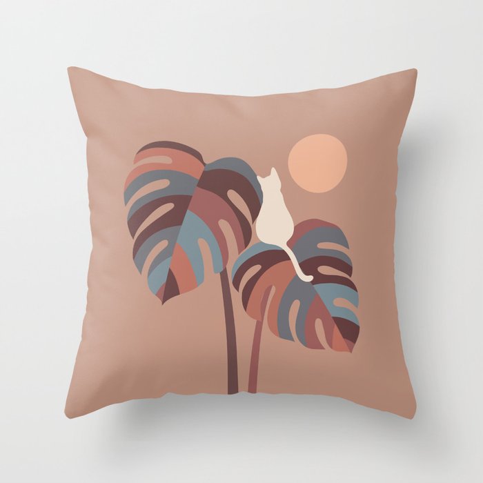 Cat and Plant 41 Throw Pillow Gallery Image 6