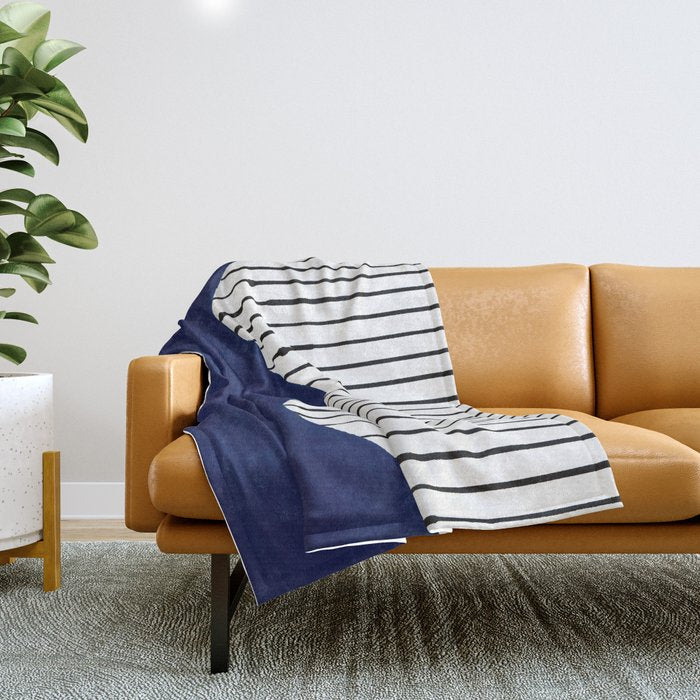 Lines and Wave (Blue) Throw Blanket Gallery Image 1