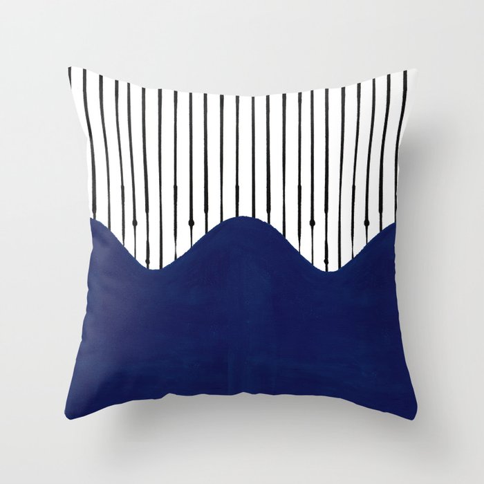 Lines and Wave (Blue) Throw Pillow Gallery Image 6