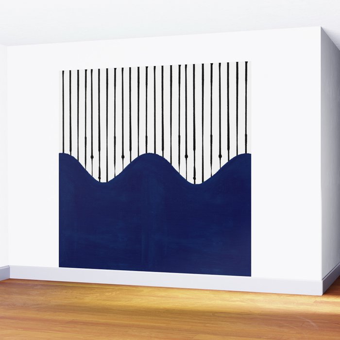 Lines and Wave (Blue) Wall Mural Gallery Image 2