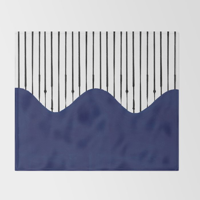 Lines and Wave (Blue) Throw Blanket Gallery Image 2