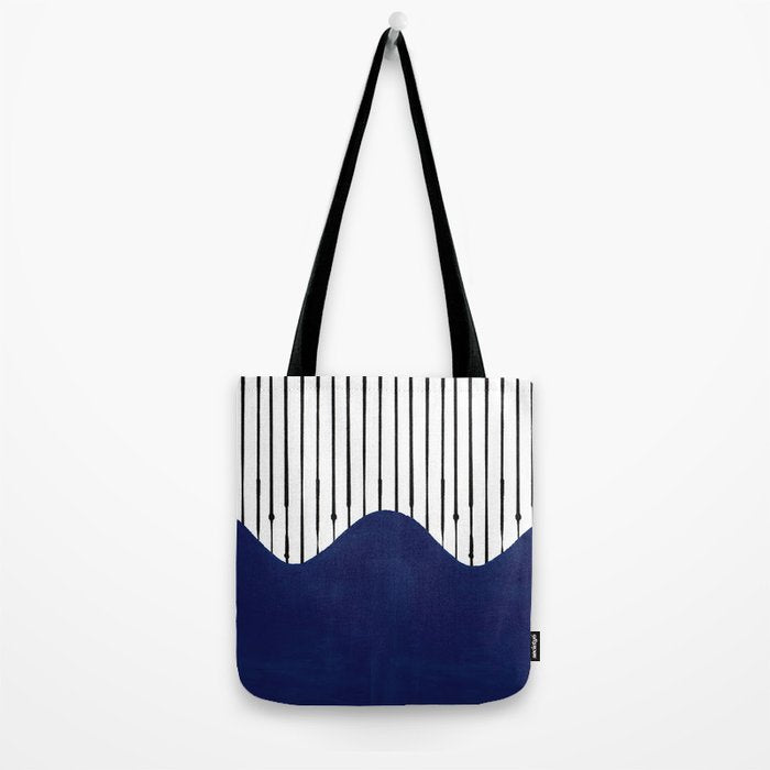 Lines and Wave (Blue) Tote Bag Gallery Image 2