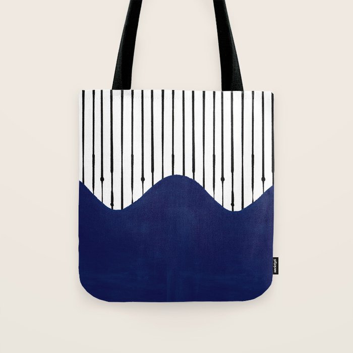 Lines and Wave (Blue) Tote Bag Gallery Image 1