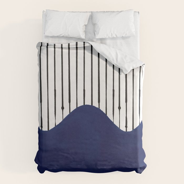 Lines and Wave (Blue) Duvet Cover Gallery Image 1