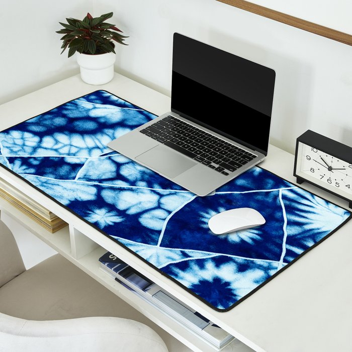Shibori: Japanese Indigo Tie-Dye Pattern 02 Desk Mat Gallery Image 2
