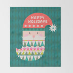 Happy Holidays Santa Claus Throw Blanket Gallery Image 2