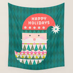 Happy Holidays Santa Claus Wall Tapestry Gallery Image 4