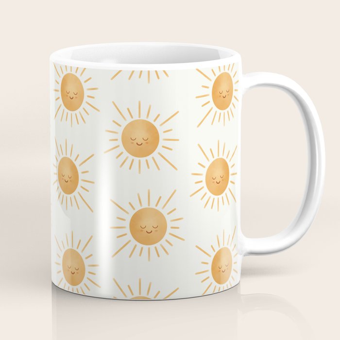 Peace Sun Face, Calm Happy Sunshine Watercolor Coffee Mug Gallery Image 1