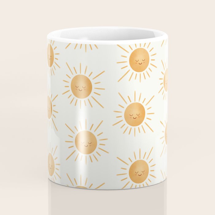 Peace Sun Face, Calm Happy Sunshine Watercolor Coffee Mug Gallery Image 4