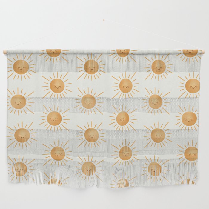 Peace Sun Face, Calm Happy Sunshine Watercolor Wall Hanging Gallery Image 1