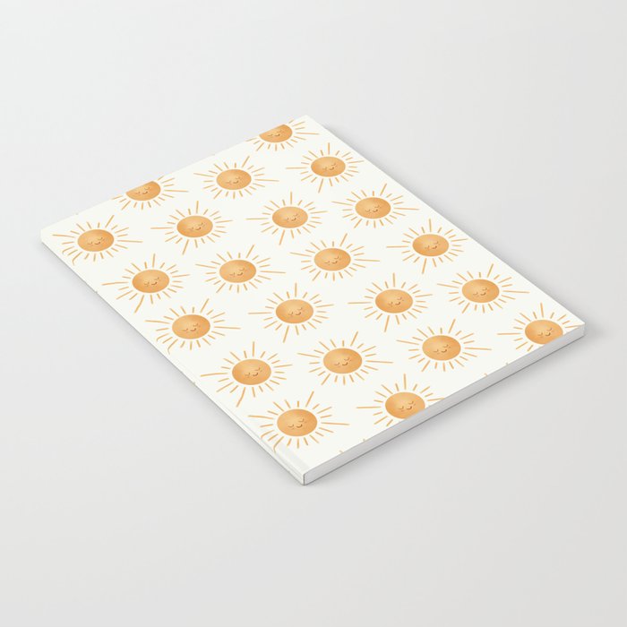 Peace Sun Face, Calm Happy Sunshine Watercolor Notebook Gallery Image 1
