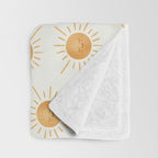 Peace Sun Face, Calm Happy Sunshine Watercolor Throw Blanket Gallery Image 3