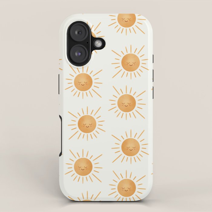 Peace Sun Face, Calm Happy Sunshine Watercolor iPhone Case Gallery Image 1