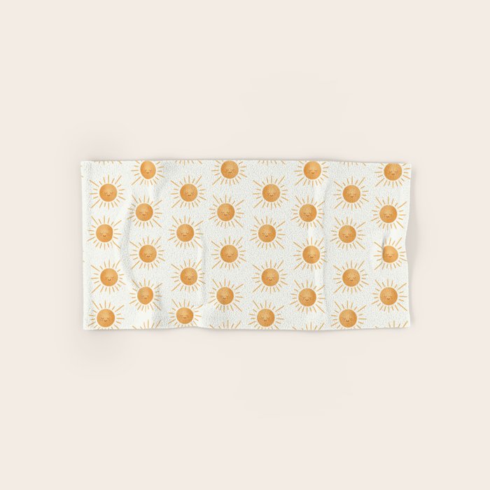 Peace Sun Face, Calm Happy Sunshine Watercolor Bath Towel Gallery Image 1