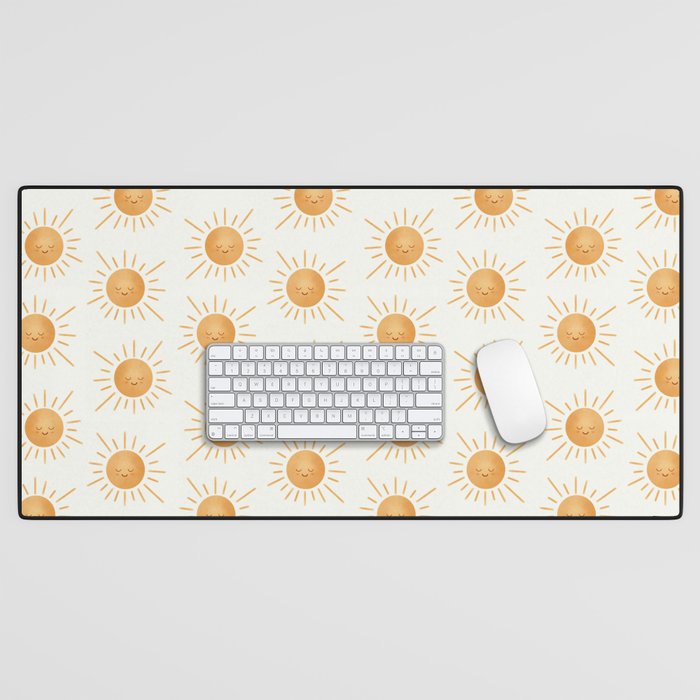 Peace Sun Face, Calm Happy Sunshine Watercolor Desk Mat Gallery Image 1