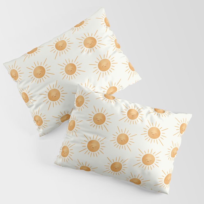 Peace Sun Face, Calm Happy Sunshine Watercolor Pillow Sham Gallery Image 3