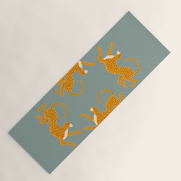 Leopard Race - blue Yoga Mat Gallery Image 1