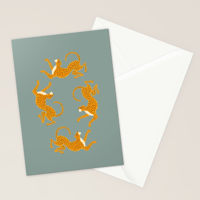 Leopard Race - blue Stationery Card Gallery Image 2