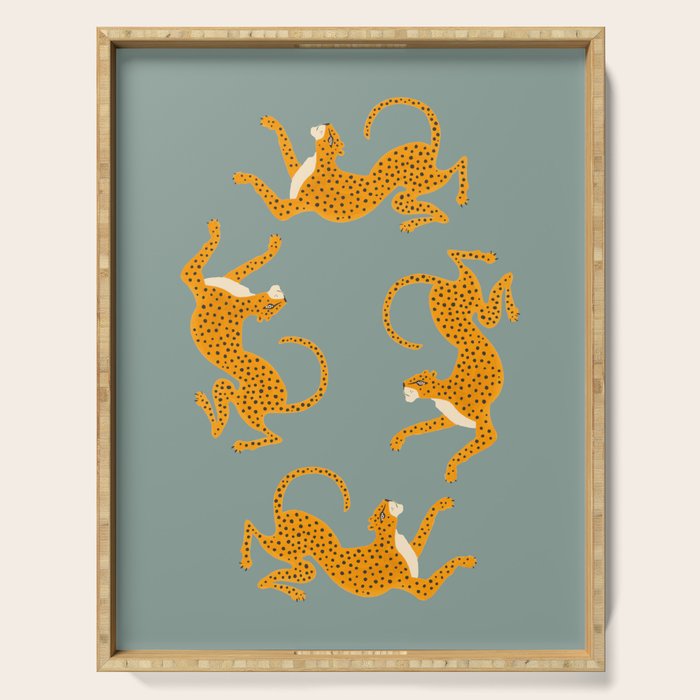 Leopard Race - blue Serving Tray Gallery Image 1