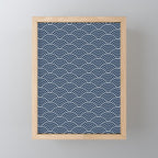 Japanese Waves Pattern Dark Blue Mini Art Print Gallery Image 1