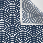 Japanese Waves Pattern Dark Blue Wall Tapestry Gallery Image 3