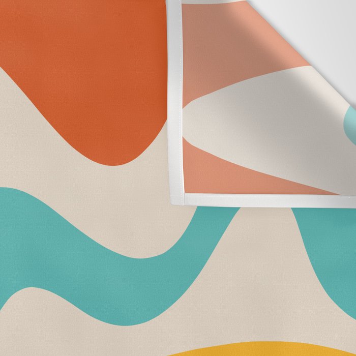 Retro Liquid Swirl Abstract Pattern Square in Mid Century Modern Burnt Orange, Teal Blue, Mustard Yellow, and Beige Wall Tapestry Gallery Image 3