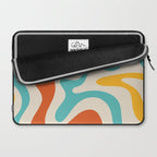 Retro Liquid Swirl Abstract Pattern Square in Mid Century Modern Burnt Orange, Teal Blue, Mustard Yellow, and Beige Laptop Sleeve Gallery Image 2