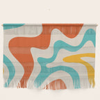 Retro Liquid Swirl Abstract Pattern Square in Mid Century Modern Burnt Orange, Teal Blue, Mustard Yellow, and Beige Wall Hanging Gallery Image 1