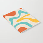 Retro Liquid Swirl Abstract Pattern Square in Mid Century Modern Burnt Orange, Teal Blue, Mustard Yellow, and Beige Notebook Gallery Image 2