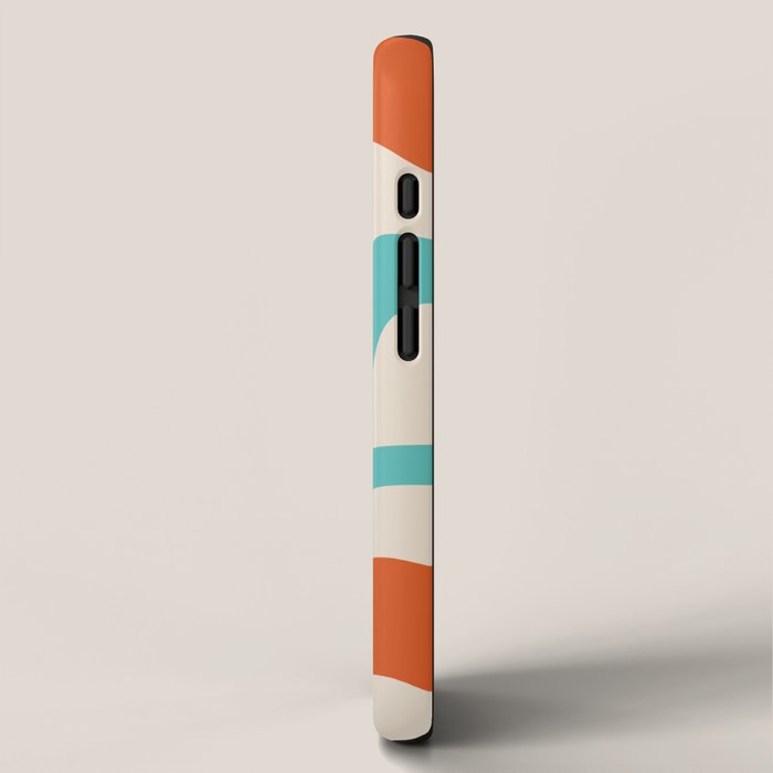 Retro Liquid Swirl Abstract Pattern Square in Mid Century Modern Burnt Orange, Teal Blue, Mustard Yellow, and Beige iPhone Case Gallery Image 2