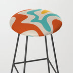Retro Liquid Swirl Abstract Pattern Square in Mid Century Modern Burnt Orange, Teal Blue, Mustard Yellow, and Beige Stool Gallery Image 2