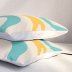 Retro Liquid Swirl Abstract Pattern Square in Mid Century Modern Burnt Orange, Teal Blue, Mustard Yellow, and Beige Pillow Sham Gallery Image 3
