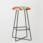 Retro Liquid Swirl Abstract Pattern Square in Mid Century Modern Burnt Orange, Teal Blue, Mustard Yellow, and Beige Stool Gallery Image 1