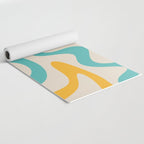 Retro Liquid Swirl Abstract Pattern Square in Mid Century Modern Burnt Orange, Teal Blue, Mustard Yellow, and Beige Yoga Mat Gallery Image 2