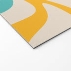 Retro Liquid Swirl Abstract Pattern Square in Mid Century Modern Burnt Orange, Teal Blue, Mustard Yellow, and Beige Welcome Mat Gallery Image 2