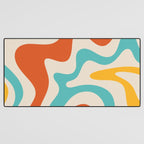 Retro Liquid Swirl Abstract Pattern Square in Mid Century Modern Burnt Orange, Teal Blue, Mustard Yellow, and Beige Desk Mat Gallery Image 3