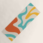 Retro Liquid Swirl Abstract Pattern Square in Mid Century Modern Burnt Orange, Teal Blue, Mustard Yellow, and Beige Yoga Mat Gallery Image 1