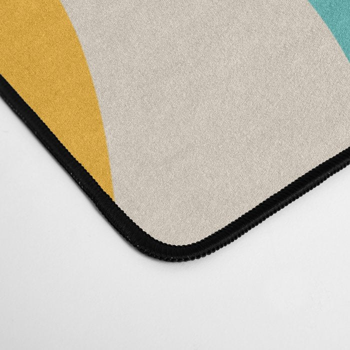 Retro Liquid Swirl Abstract Pattern Square in Mid Century Modern Burnt Orange, Teal Blue, Mustard Yellow, and Beige Desk Mat Gallery Image 4