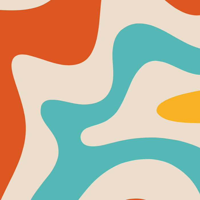 Retro Liquid Swirl Abstract Pattern Square in Mid Century Modern Burnt Orange, Teal Blue, Mustard Yellow, and Beige Coffee Mug Gallery Image 2