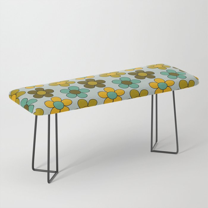 Groovy Flowers Print in Blue Bench Gallery Image 1