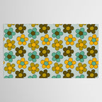 Groovy Flowers Print in Blue Tablecloth Gallery Image 2