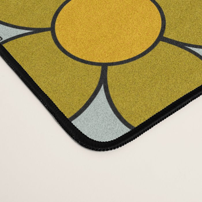 Groovy Flowers Print in Blue Desk Mat Gallery Image 4