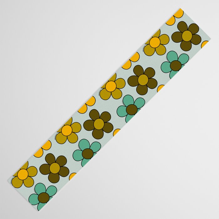 Groovy Flowers Print in Blue Table Runner Gallery Image 3