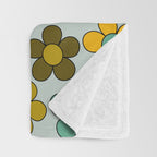 Groovy Flowers Print in Blue Throw Blanket Gallery Image 3
