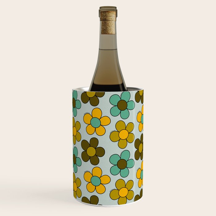 Groovy Flowers Print in Blue Wine Chiller Gallery Image 1