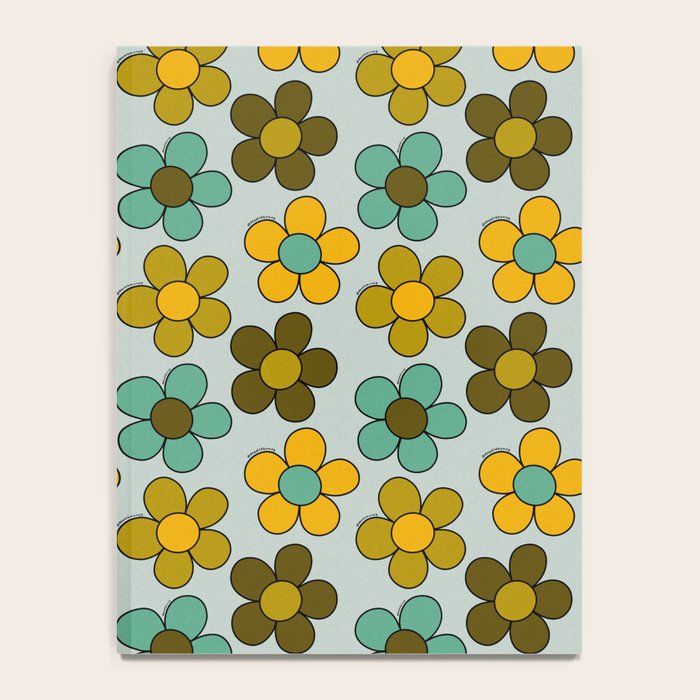 Groovy Flowers Print in Blue Notebook Gallery Image 4