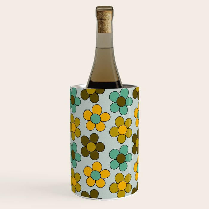 Groovy Flowers Print in Blue Wine Chiller Gallery Image 3